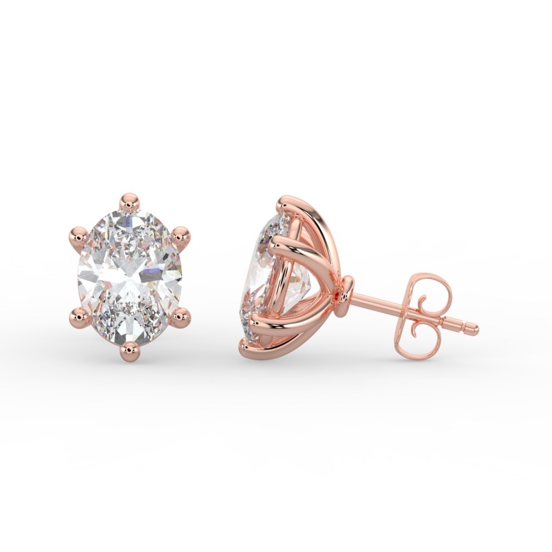 Oval 6 Prong Earrings