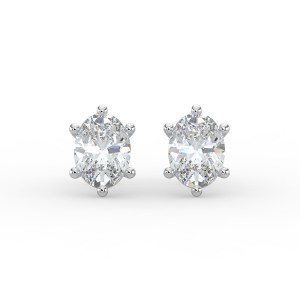 Oval 6 Prong Earrings