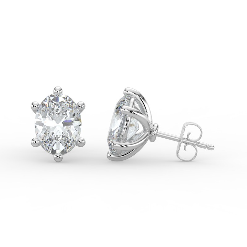 Oval 6 Prong Earrings