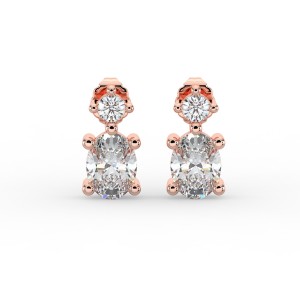 Oval Single Stone Drop Stud Earrings