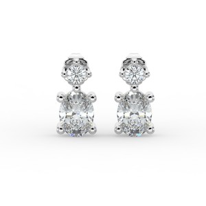 Oval Single Stone Drop Stud Earrings