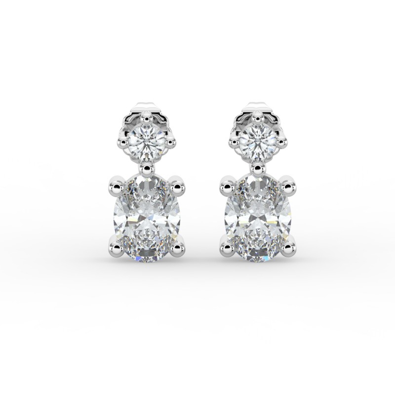 Oval Single Stone Drop Stud Earrings