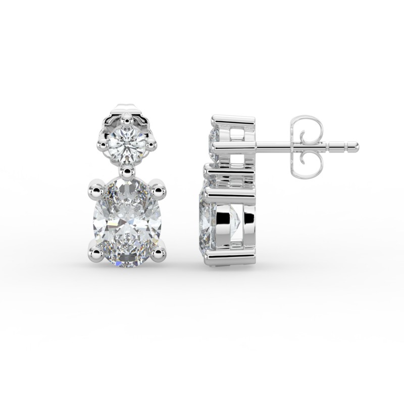 Oval Single Stone Drop Stud Earrings