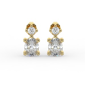 Oval Single Stone Drop Stud Earrings