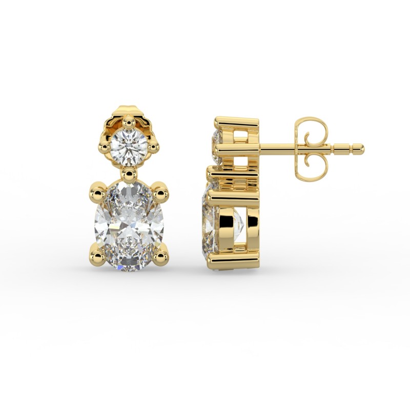 Oval Single Stone Drop Stud Earrings