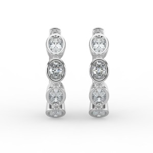 Oval Huggie Bezel Earrings