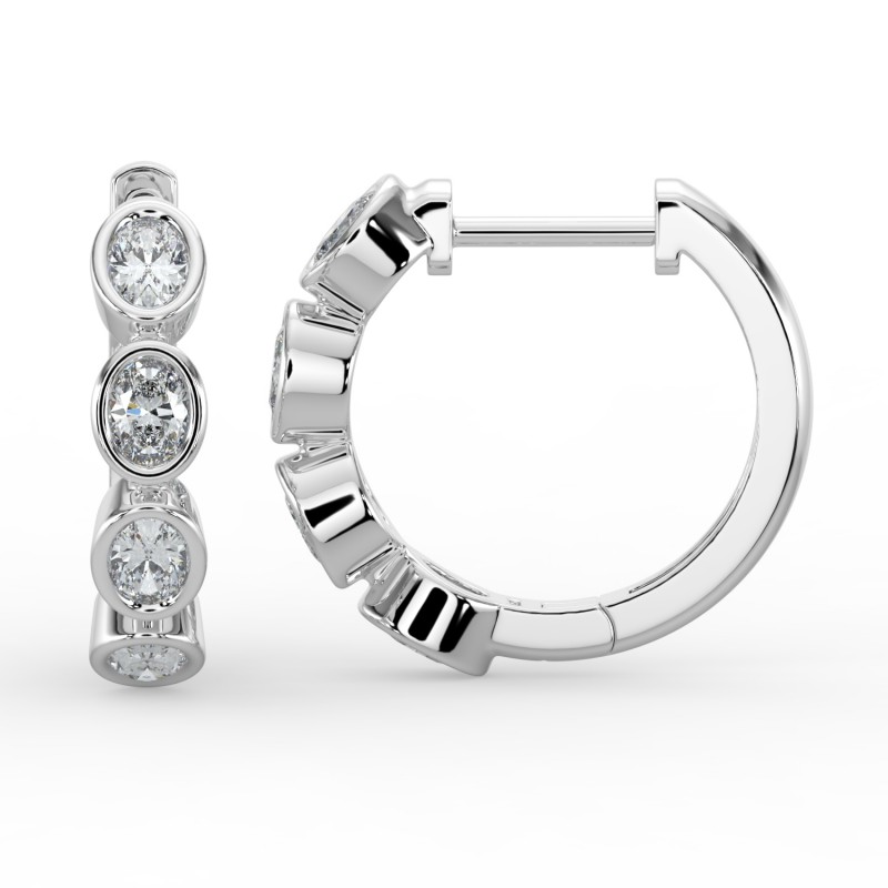 Oval Huggie Bezel Earrings