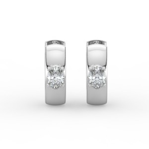 Oval Single Stone Huggie Earrings