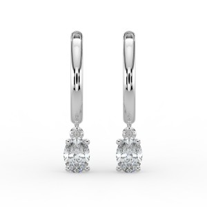 Oval Single Stone Drop Huggies Earrings