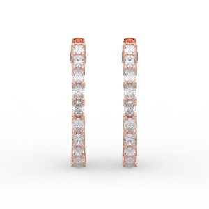 Oval Iniside Out Diamond Hoops Earrings