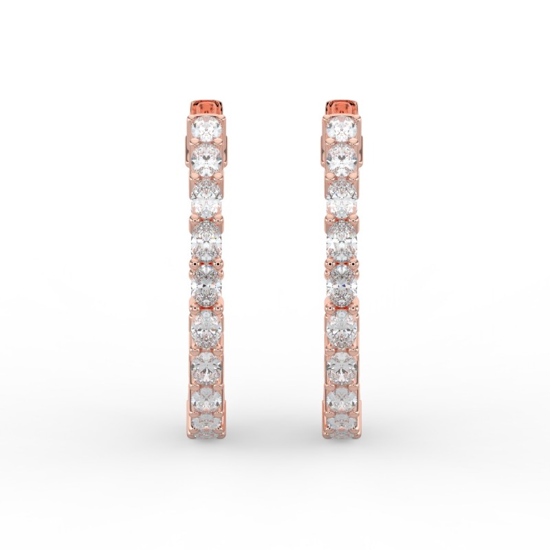 Oval Iniside Out Diamond Hoops Earrings