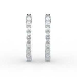 Oval Iniside Out Diamond Hoops Earrings