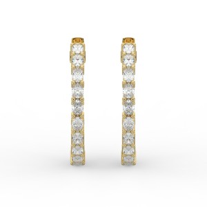 Oval Iniside Out Diamond Hoops Earrings