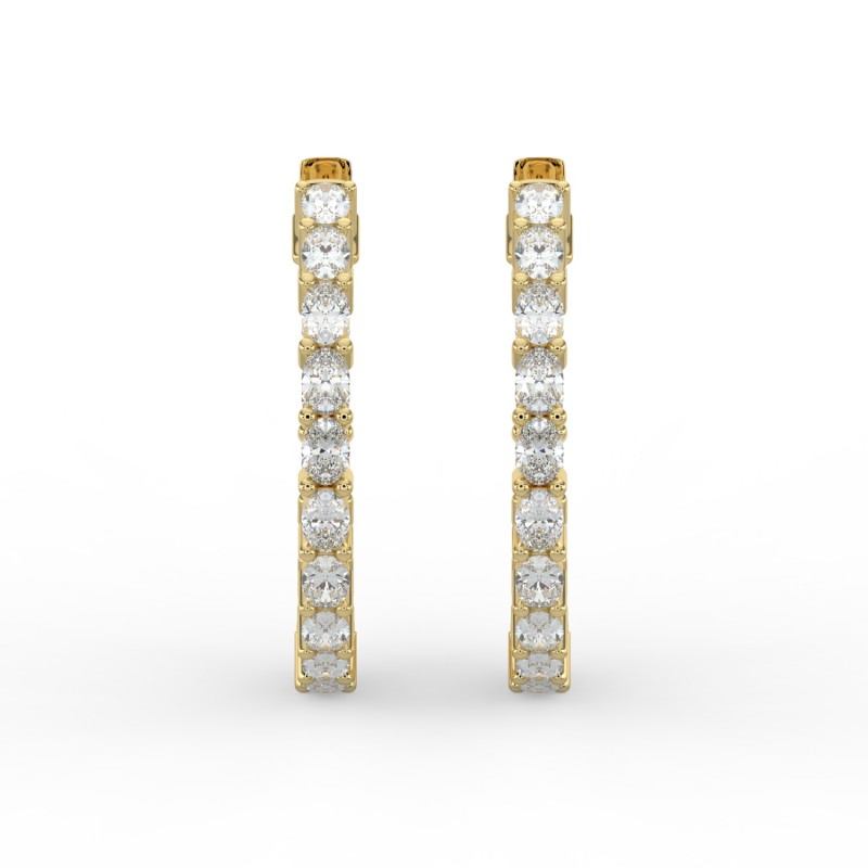 Oval Iniside Out Diamond Hoops Earrings