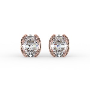 Oval Half Bezel Earrings
