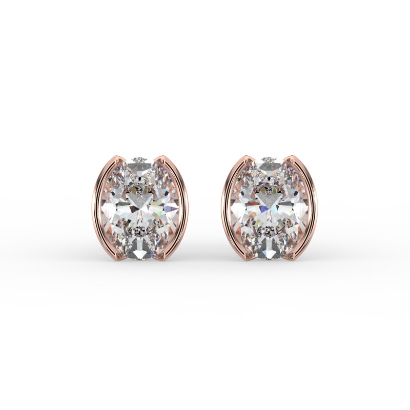 Oval Half Bezel Earrings