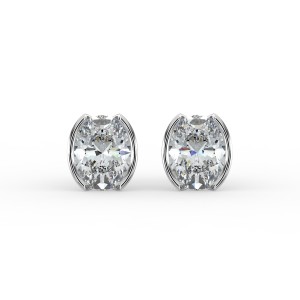 Oval Half Bezel Earrings