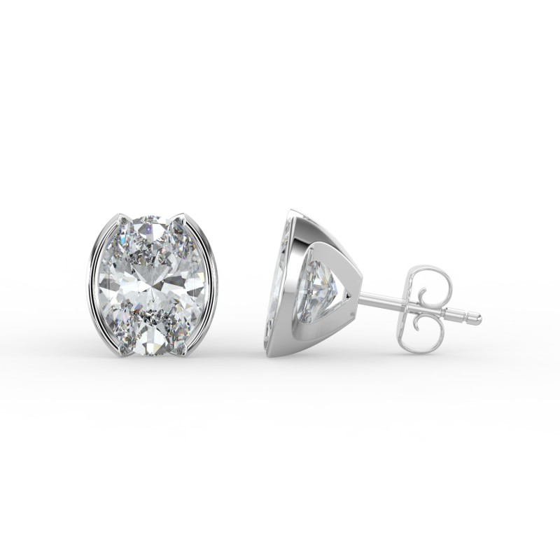 Oval Half Bezel Earrings