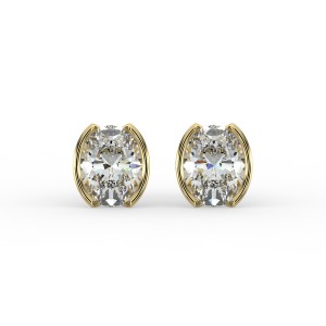 Oval Half Bezel Earrings
