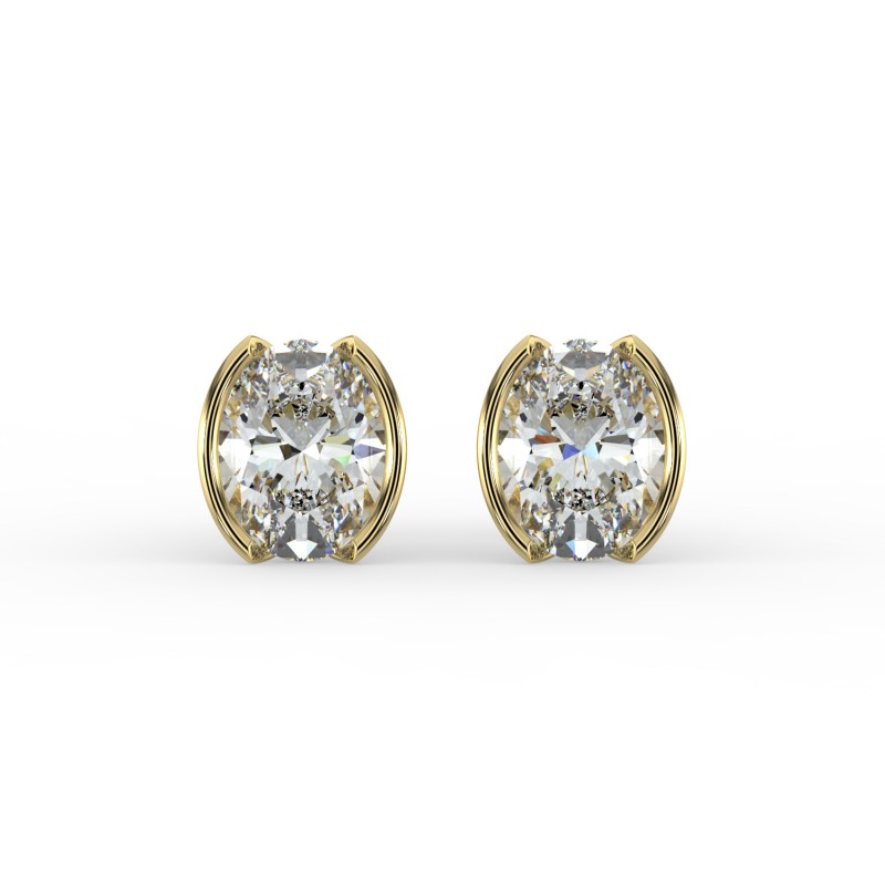 Oval Half Bezel Earrings