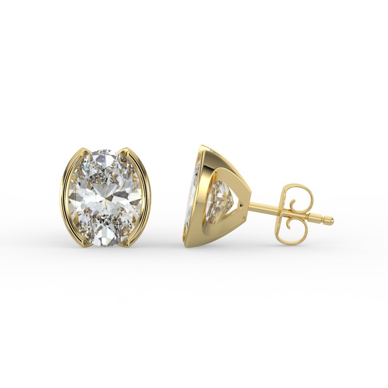 Oval Half Bezel Earrings