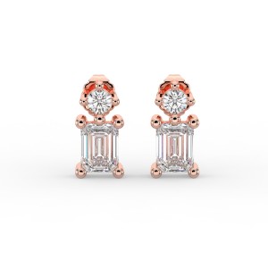 Emerald Single Stone Drop Stud Earrings