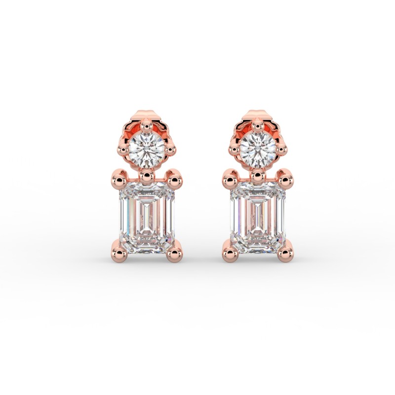 Emerald Single Stone Drop Stud Earrings