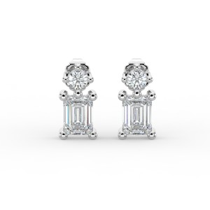 Emerald Single Stone Drop Stud Earrings