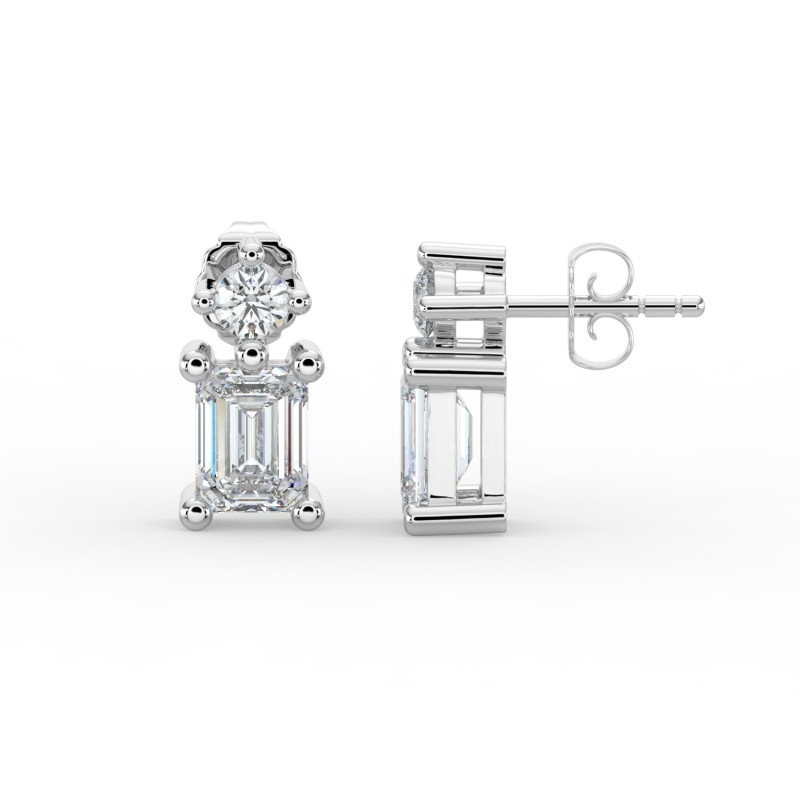 Emerald Single Stone Drop Stud Earrings