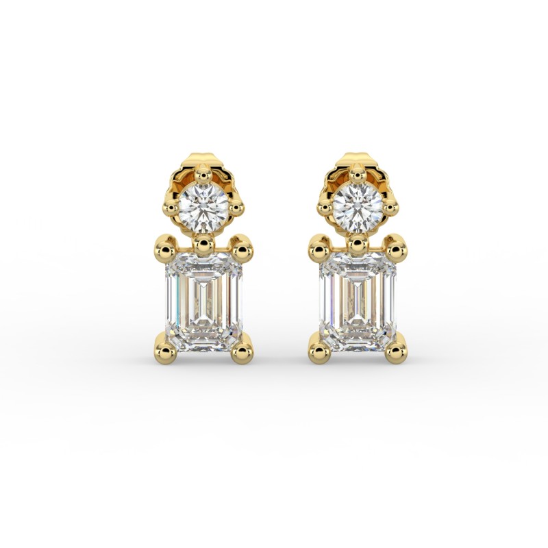 Emerald Single Stone Drop Stud Earrings