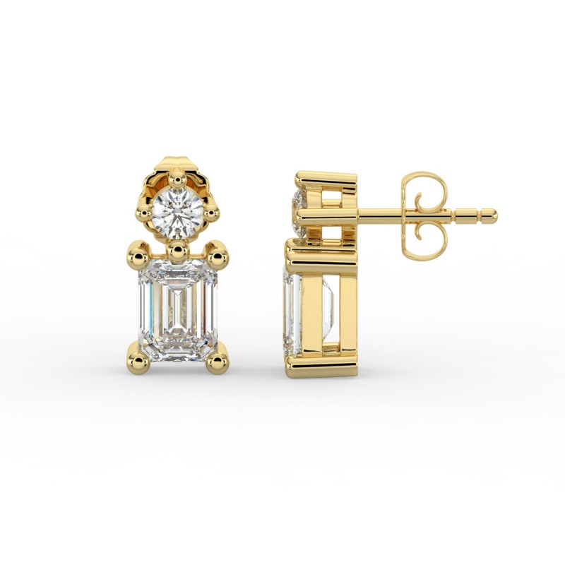 Emerald Single Stone Drop Stud Earrings