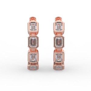 Emerald Huggie Bezel Earrings