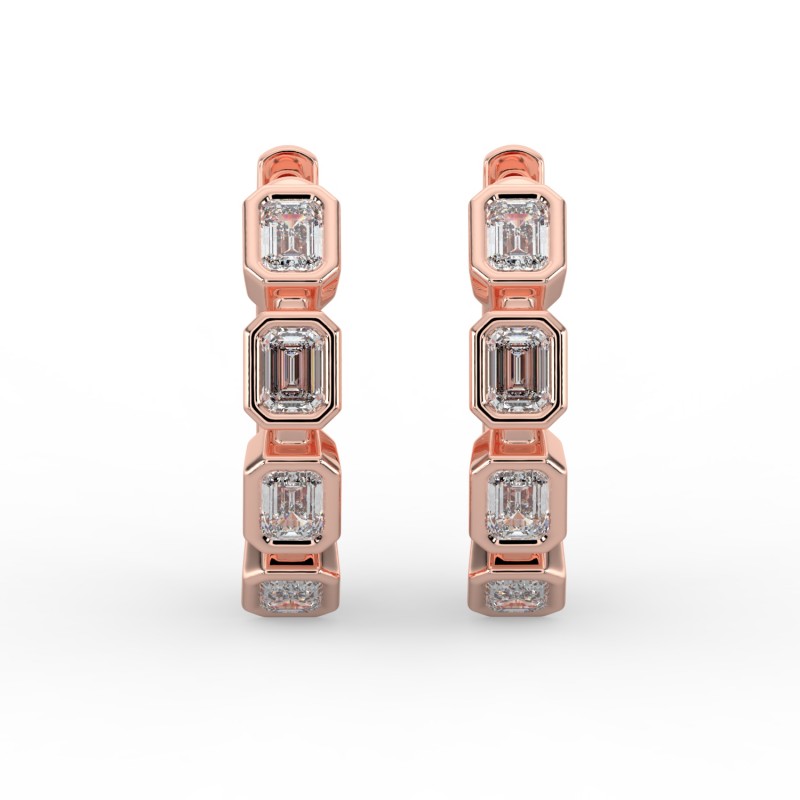Emerald Huggie Bezel Earrings