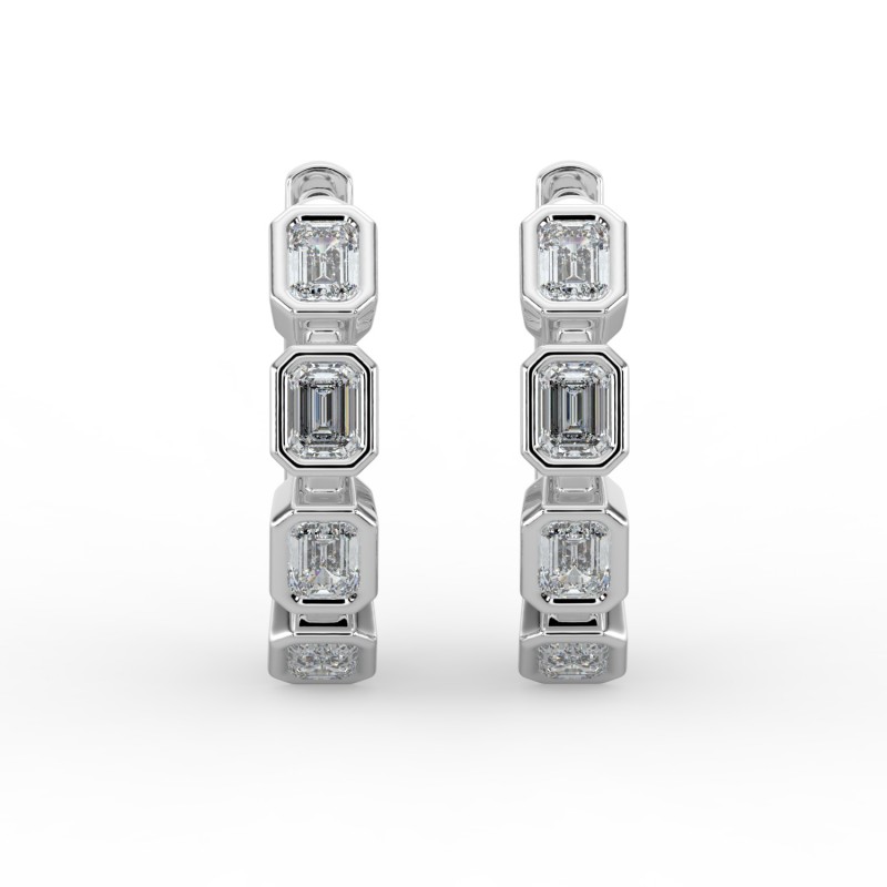Emerald Huggie Bezel Earrings