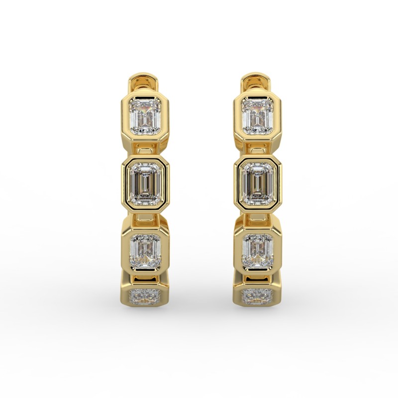 Emerald Huggie Bezel Earrings