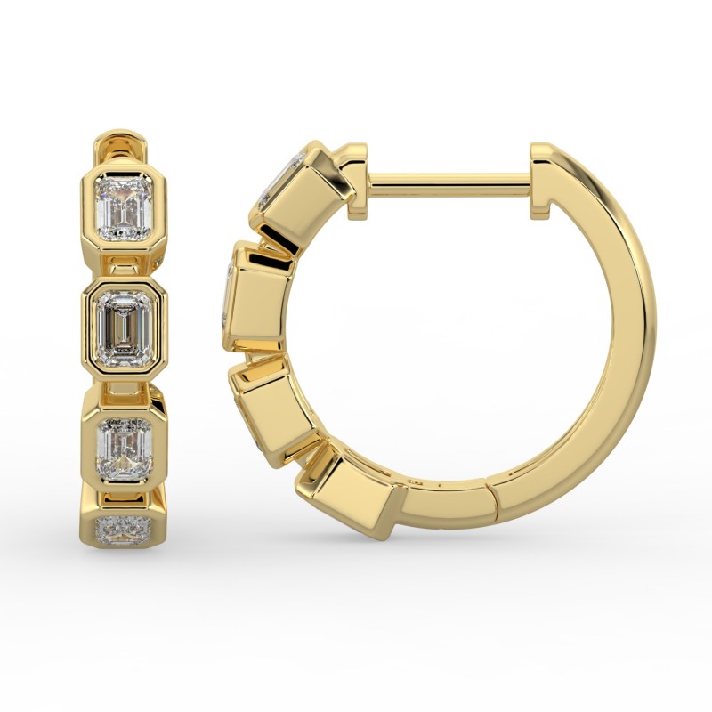 Emerald Huggie Bezel Earrings