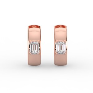 Emerald Single Stone Huggie Earrings