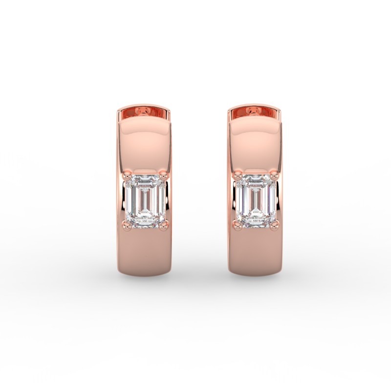 Emerald Single Stone Huggie Earrings