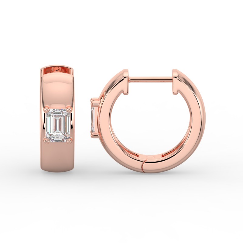 Emerald Single Stone Huggie Earrings