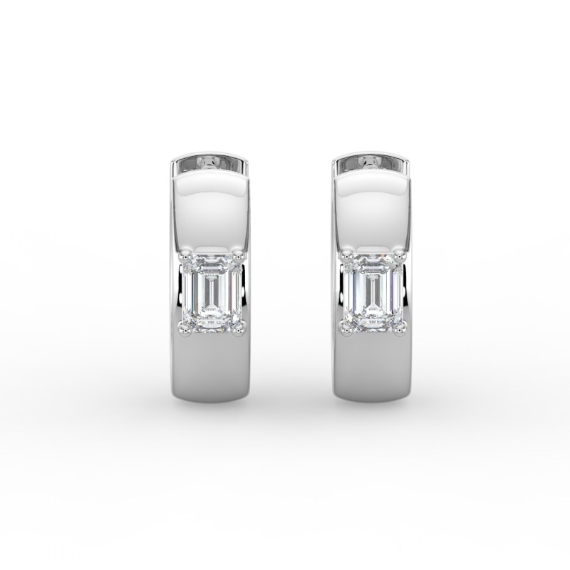 Emerald Single Stone Huggie Earrings