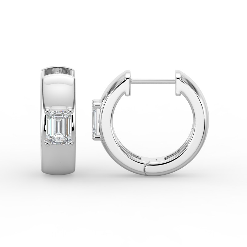 Emerald Single Stone Huggie Earrings