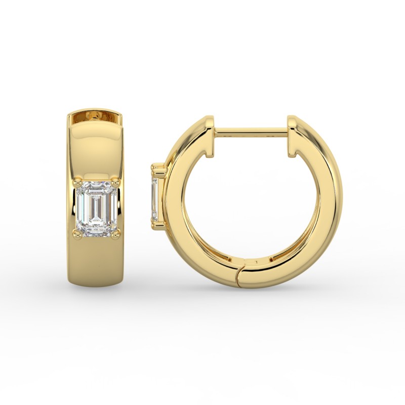 Emerald Single Stone Huggie Earrings