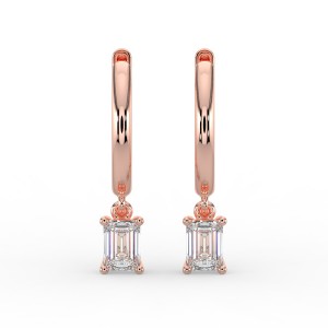 Emerald Single Stone Drop Huggies Earrings