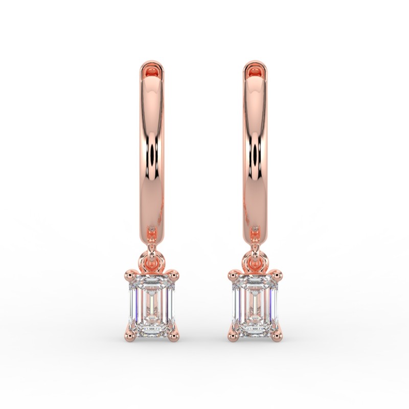 Emerald Single Stone Drop Huggies Earrings