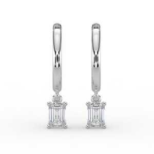 Emerald Single Stone Drop Huggies Earrings