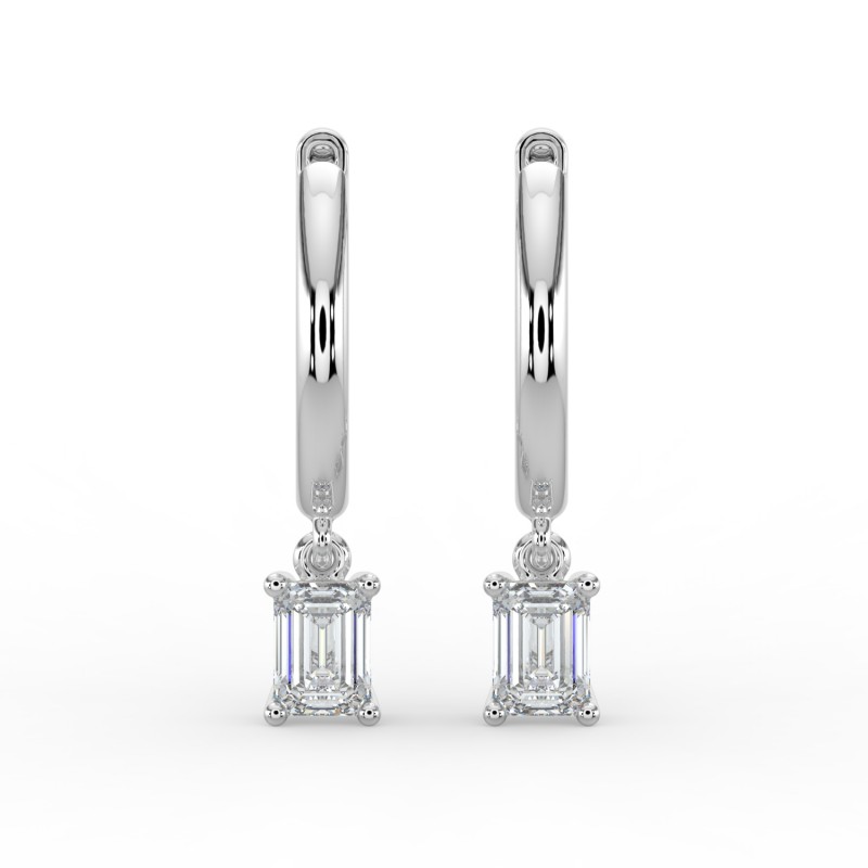 Emerald Single Stone Drop Huggies Earrings