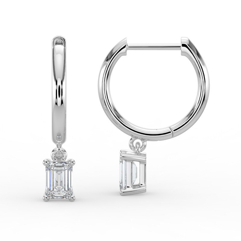Emerald Single Stone Drop Huggies Earrings