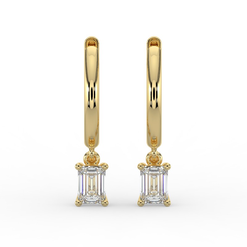 Emerald Single Stone Drop Huggies Earrings