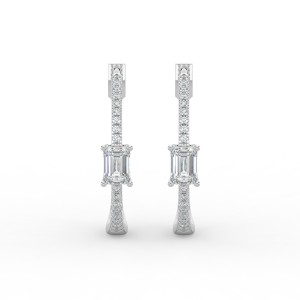 Emerald Hoops with Single Stone & Pave Earrings