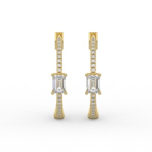 Emerald Hoops with Single Stone & Pave Earrings